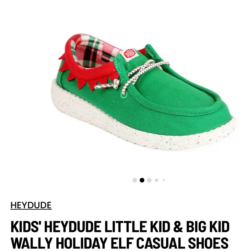 Hey Dude Kids' Green Wally Holiday Elf Shoes
